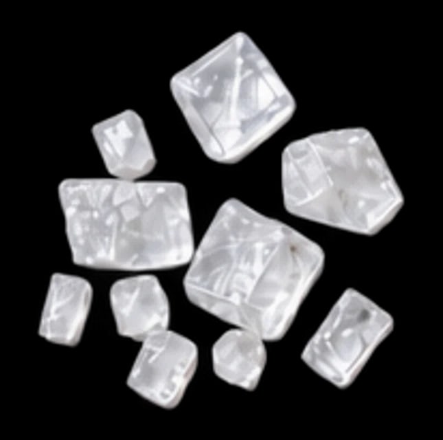 Clear cubic crystals of potassium iodide